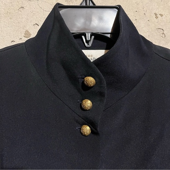 Dana Buchman Navy 100% Silk Military Gold Buttons Shirt Women's Size 4 - Picture 2 of 7